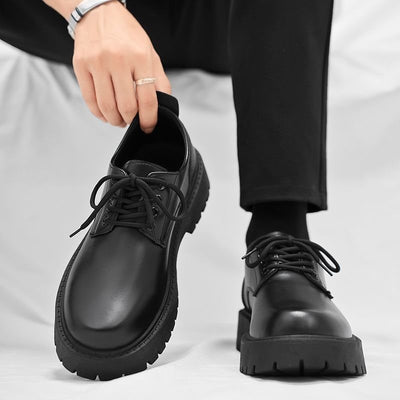 Botas Negras de Cuero para Hombre con Cierre Lateral y Plataforma Elevada - Image 9