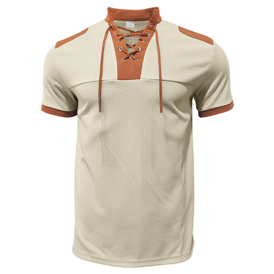 Camiseta Casual Hombre Estilo Medieval con Cuello Cordón - Image 29