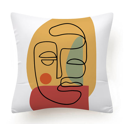 Funda de Almohada de Lino Minimalista Moderna con Arte Abstracto - Image 3