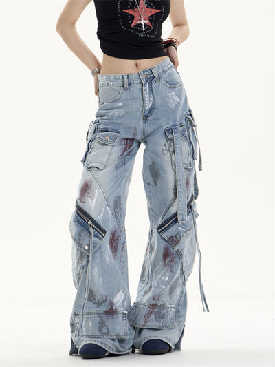 Pantalones Vaqueros de Trabajo Mujer Cintura Alta Bolsillos Múltiples - Image 21