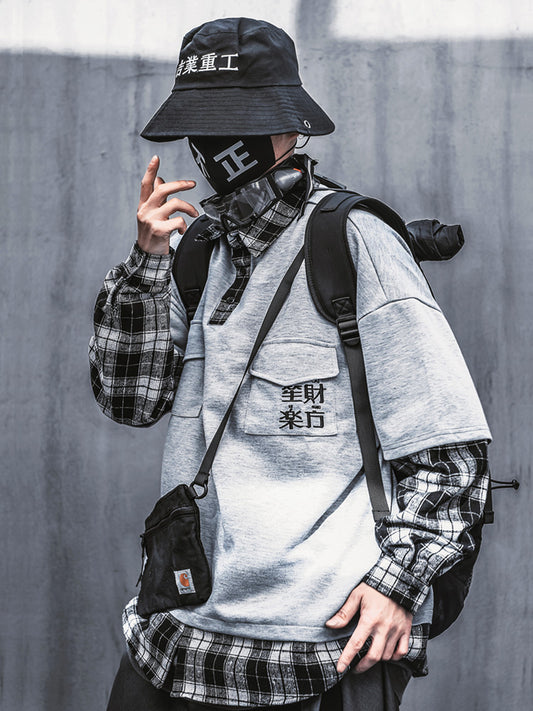 Camisa Manga Larga Falso Doble Efecto Hombre Estilo Urbano