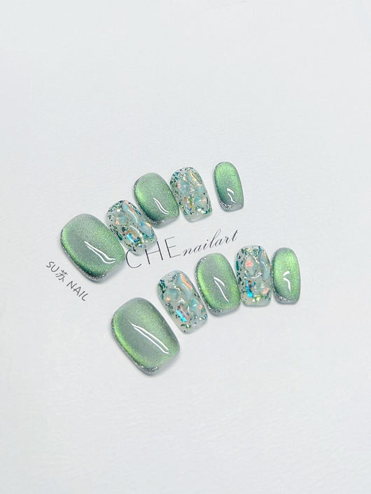 Uñas Postizas Decoradas con Cristales Blancos - Acabado Verano - Image 4