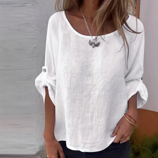 Blusa Casual de Cuello Redondo Diseño Elegante y Minimalista para Mujer - Image 2