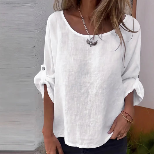 Blusa Casual de Cuello Redondo Diseño Elegante y Minimalista para Mujer - Image 2