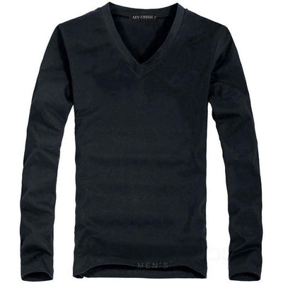 Camiseta Slim Fit Hombre Colores Sólidos Primavera Otoño - Image 19