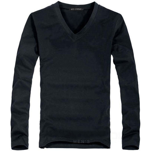 Camiseta Slim Fit Hombre Colores Sólidos Primavera Otoño - Image 19