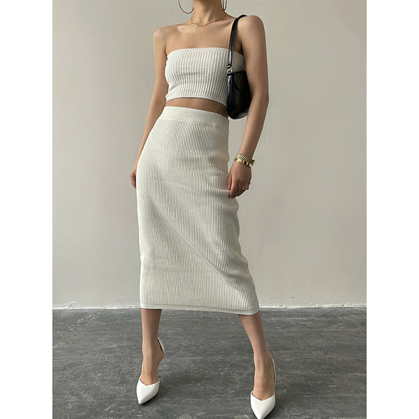 Conjunto de Dos Piezas: Falda Envolvente Tejida para Mujer - Image 2