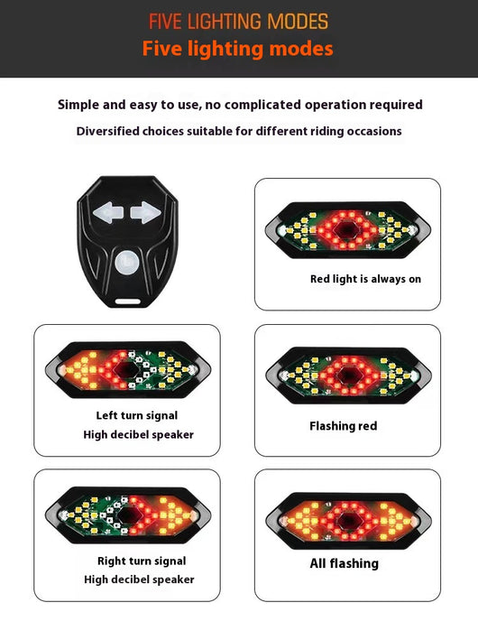 Luz de Giro para Bicicleta con Carga USB y Bocina - Image 8