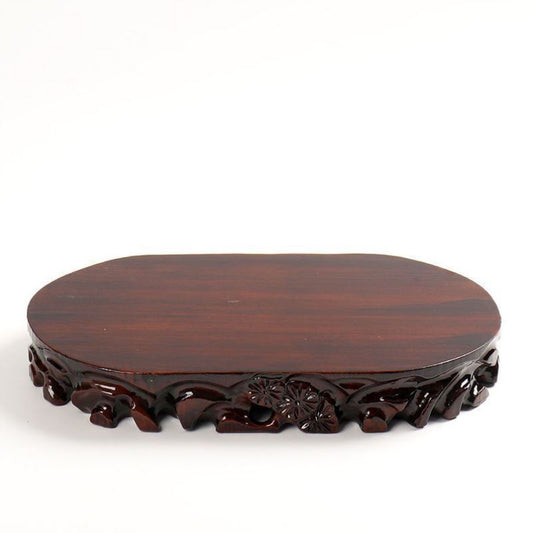 Estante de Madera Maciza con Base de Piedra Ornamental para Plantas - Image 2
