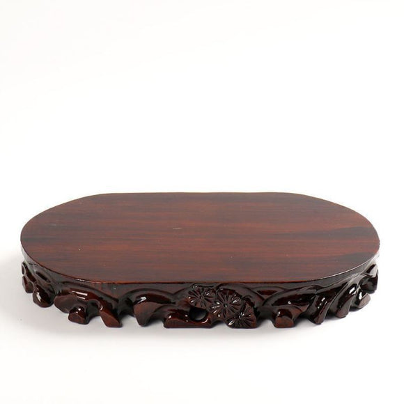 Estante de Madera Maciza con Base de Piedra Ornamental para Plantas