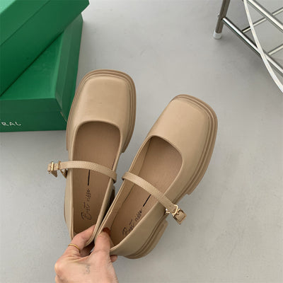 Zapatos de Cuero con Plataforma Estilo Británico para Mujer con Hebilla y Perla - Image 5