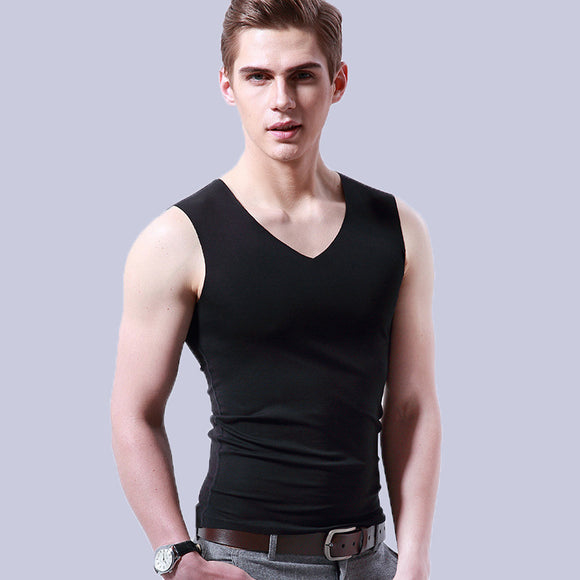 Chaleco Deportivo Ice Silk sin Costuras para Hombre - Camiseta sin Mangas Cuello V