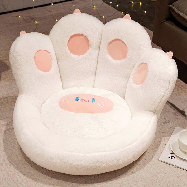 Cojín de Piso con Forma de Pata de Gato - Almohada Extraíble de Felpa para Silla Gamer y Descanso