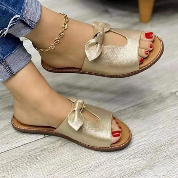 Sandalias Grandes con Moño - Punta Abierta Cómoda para Mujer