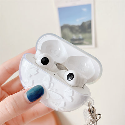 Auriculares Inalámbricos Bluetooth Mariposa Floral con Estuche de Silicona Transparente - Image 3