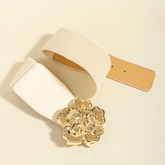 Cinturón Elástico para Mujer con Hebilla Floral Dorada - Accesorio Elegante para Vestidos - Image 16