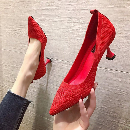 Zapatos de Tacón Alto Tejido Volador Punta Aguda - Stiletto Elegante para Mujer - Image 4