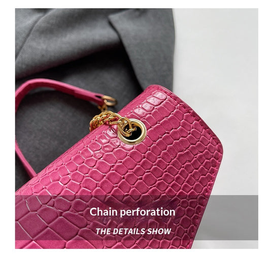 Bolso Bandolera Crossbody con Estampado Cocodrilo y Cadena Dorada - Image 14