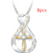 Cross Footprint Diamond Pendant Two Tone Twocolor cross 8PCS