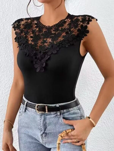 Blusa Sin Mangas con Encaje Elástica para Mujer - Image 7