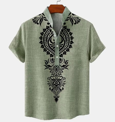 Camisa Hombre Lino Manga Corta Impresión Digital 3D - Image 11