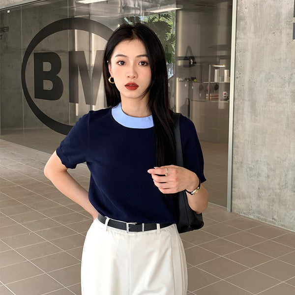 Blusa Casual de Algodón Puro con Manga Corta - Diseño Minimalista y Elegante