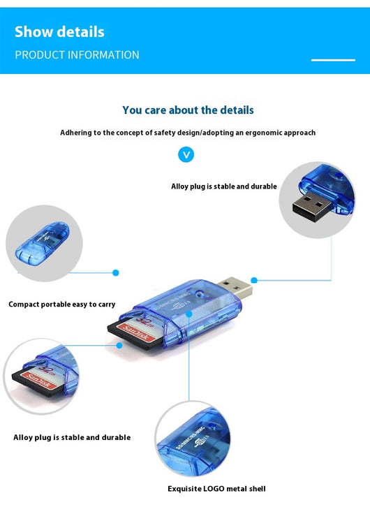 Lector de Tarjetas USB Transparente con LED Creativo - Image 26