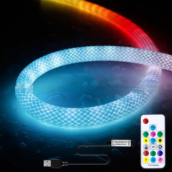 Cinturón Luminoso 360° de Malla Flexible con Luz Neón Multicolor Impermeable