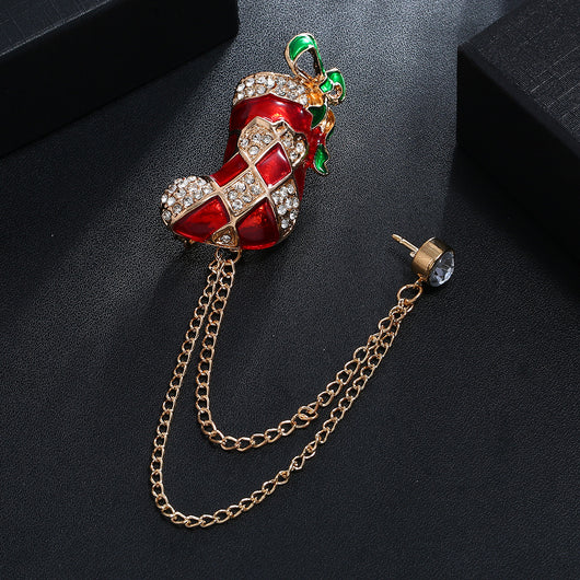 Broche Navideño de Bota con Diamantes - Diseño Doble Capa Europeo y Americano - Image 4