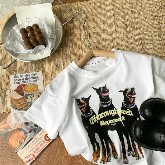 Camiseta Casual para Niños con Diseño Doberman Pinscher Moderno