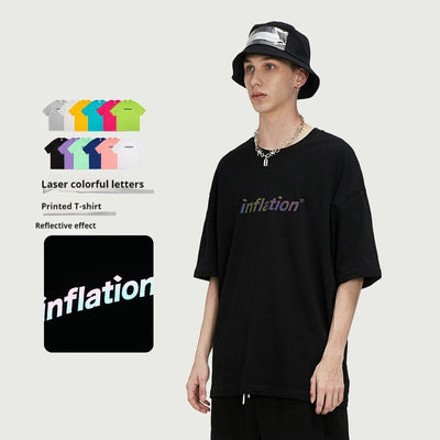 Playera Estilo Urbano con Letras Láser Deslumbrante para Hombre