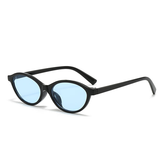 Retro fashion small frame sunglasses with translucent brown frames and yellow oval lenses, viewed from an angle. - Image 6