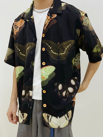 Camisa Hawaiana Negra Estampada de Manga Corta - Image 7