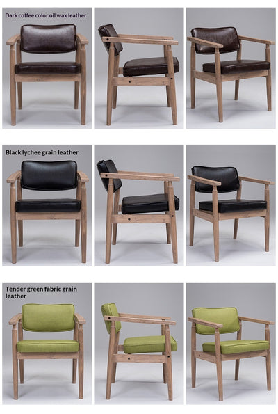 Silla Retro de Madera Maciza con Respaldo y Reposabrazos para Café - Image 27