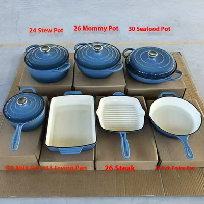 Juego de Cocina de Hierro Esmaltado: Sartén y Olla para Guisos - Image 15
