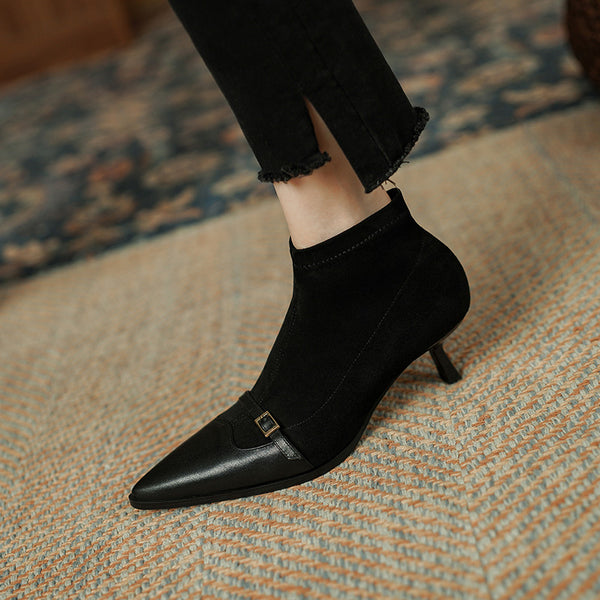 Botas Negras para Mujer con Tacón Fino - Elegantes y Versátiles