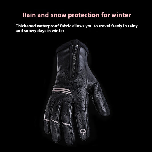 Guantes de Cuero Térmicos Aislados con Forro Polar para Motociclismo Invernal - Image 2