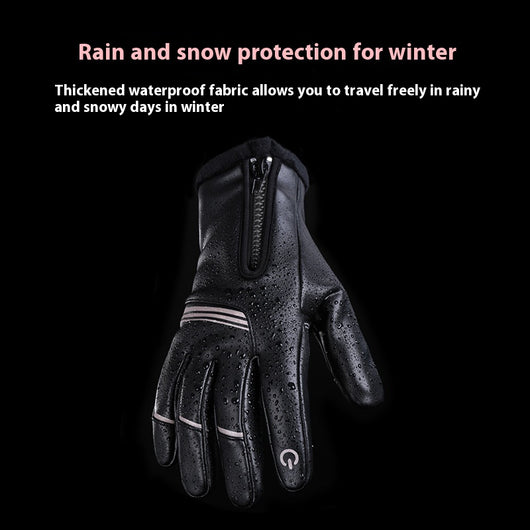 Guantes de Cuero Térmicos Aislados con Forro Polar para Motociclismo Invernal - Image 2