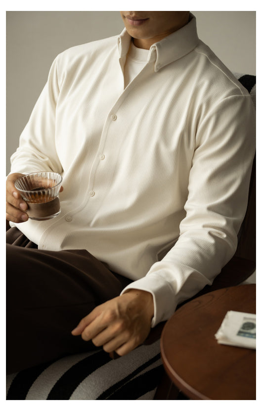 Camisa Casual de Cuello Vuelto Manga Larga para Hombre - Diseño Cálido y Versátil - Image 16