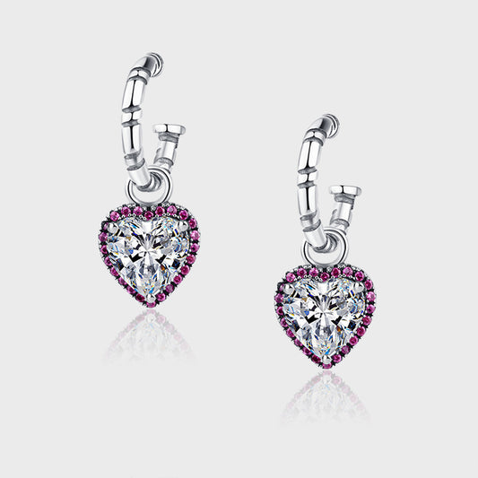 Aretes de Corazón de Durazno en Plata Esterlina con Circonitas Personalizables