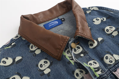 Chamarra Vaquera Estampada Panda Rojo para Hombre - Image 3