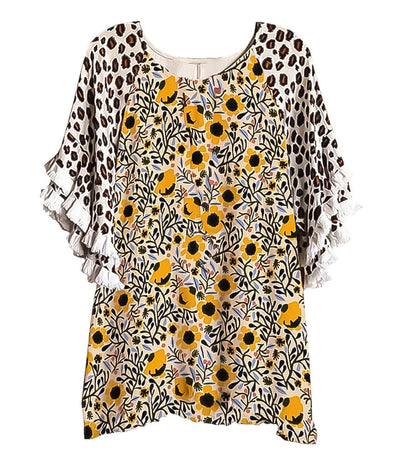 Blusa Suelta Cuello Redondo con Volantes de Encaje y Bloques de Color para Mujer - Image 17