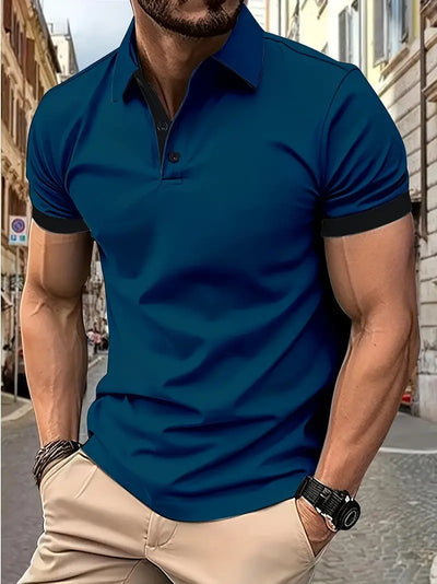 Polo Casual Holgado de Manga Corta Liso para Hombre - Image 24