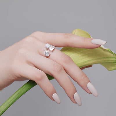 Anillo de Plata 925 para Mujer con Circonia Cúbica en Forma de Corazón y Pera - Image 8
