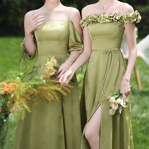 Vestido de Dama de Honor Verde Estilo Nacional - Image 16