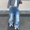 Jeans Baggy Plisados Lavado Blanco Azul