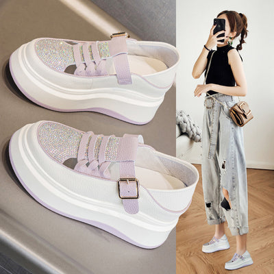 Zapatos Casuales Plataforma Cuña con Strass Reversibles