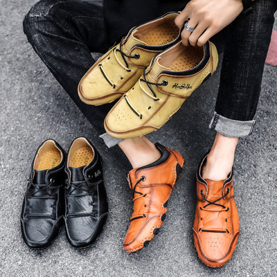 Zapatos Casuales de Cuero para Hombre Talla Grande - Costura a Mano Primavera - Image 5
