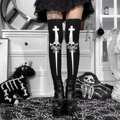Medias Largas Calavera para Mujer - Diseño Halloween Hasta la Rodilla - Image 18
