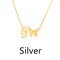 Butterfly pendant letter necklace Plateado G